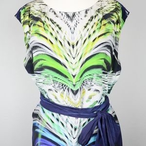 Escada Navy Print Silk Shift Dress